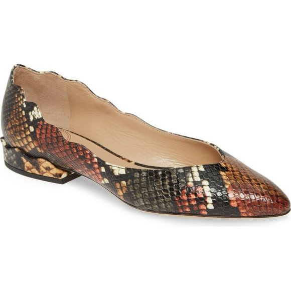 Chloe Laurena Snake Embossed Scalloped Shoes 35